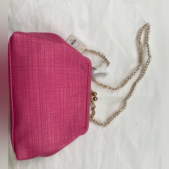 Francesca’s Collections fuscia pink Sophie Frame Chain Clutch Crossbody Bag Purs - Picture 8 of 8